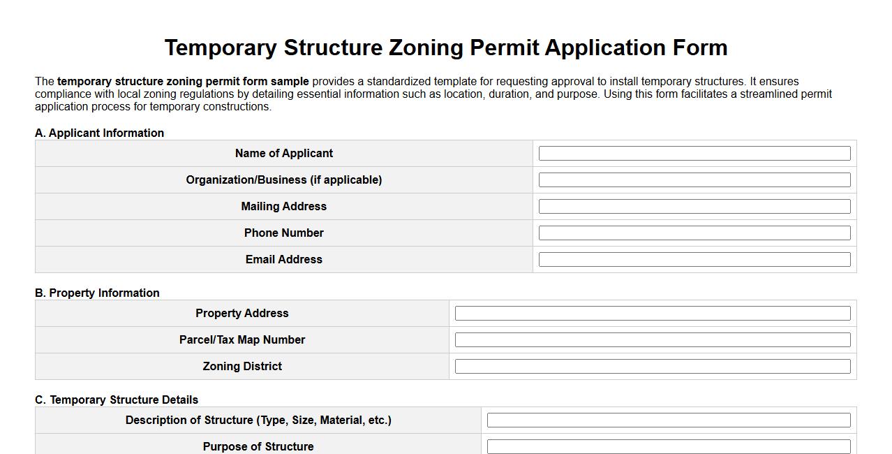 temporary structure zoning permit form sample image preview