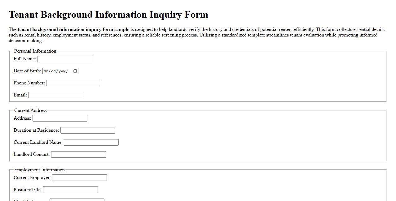 tenant background information inquiry form sample image preview
