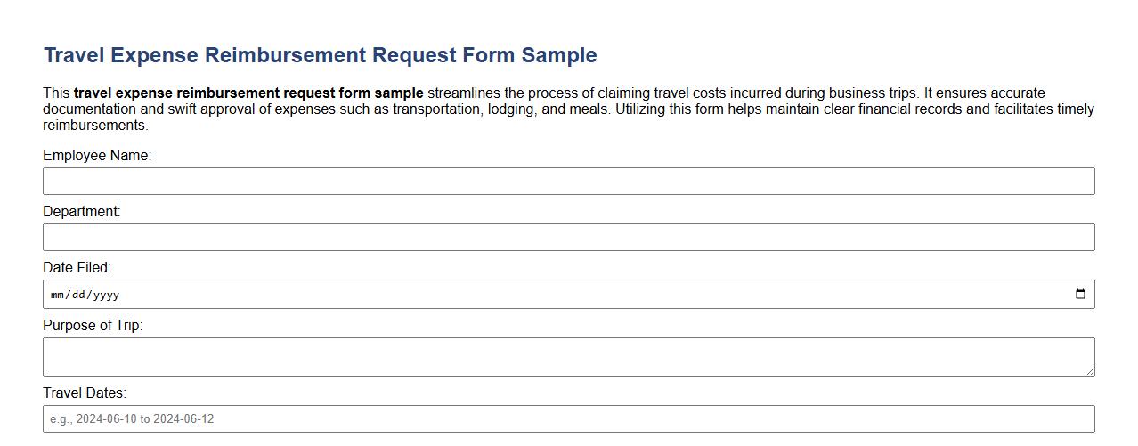 travel expense reimbursement request form sample image preview