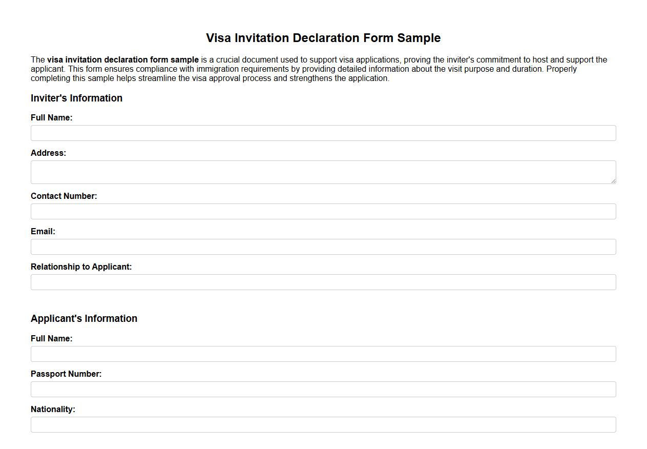 visa invitation declaration form sample image preview