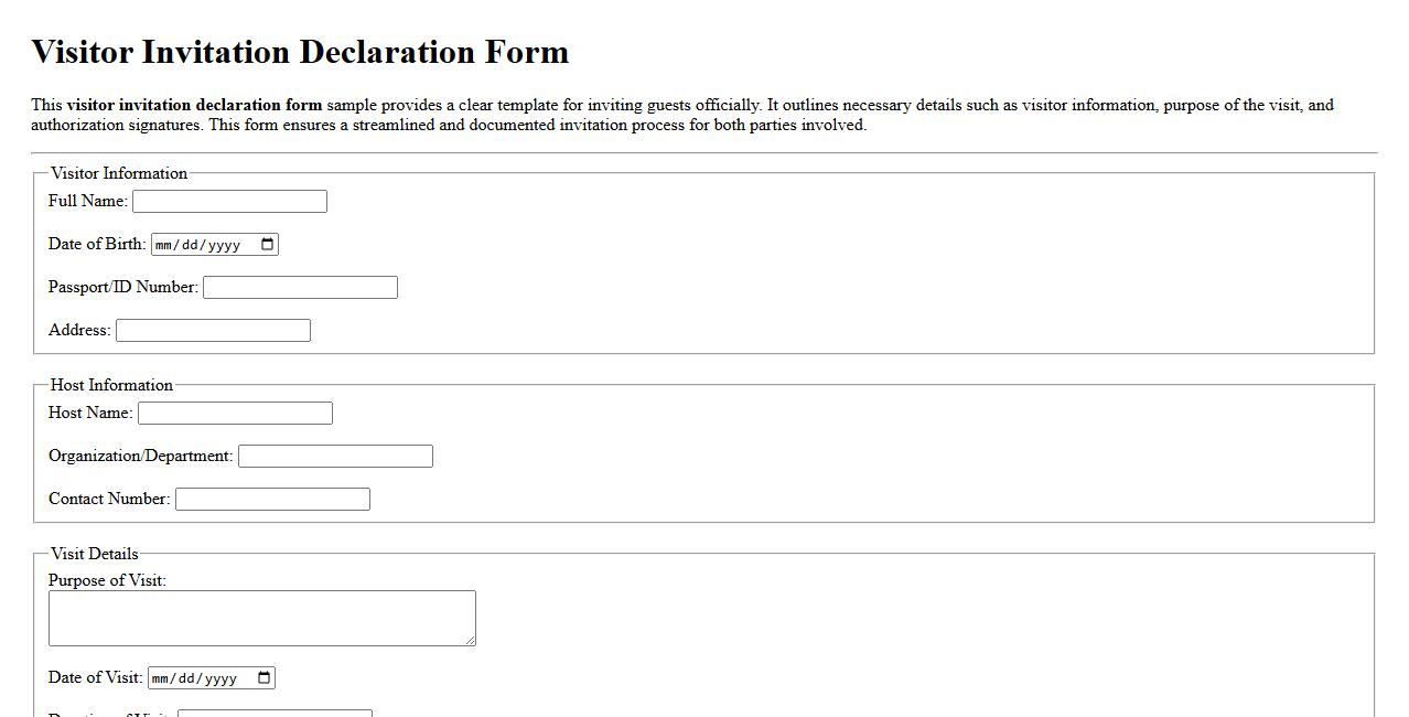 visitor invitation declaration form sample image preview