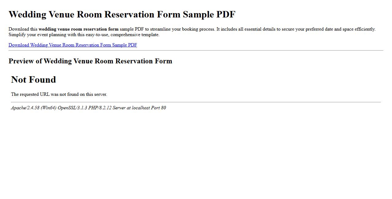 Wedding venue room reservation form sample PDF image preview