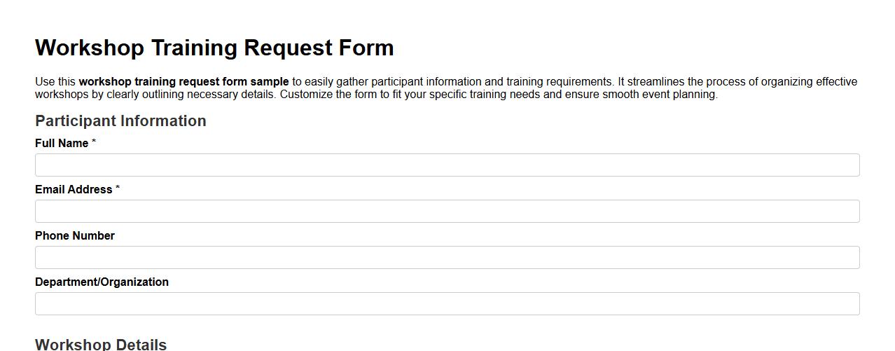 workshop training request form sample image preview