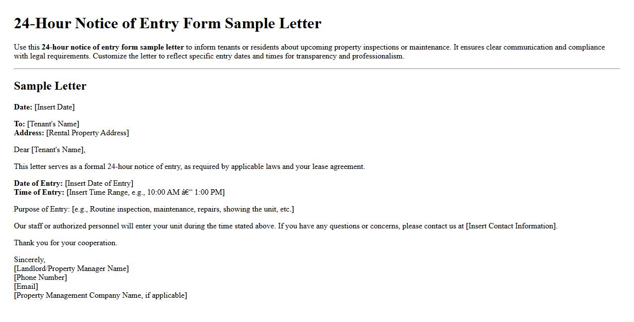 24-hour notice of entry form sample letter image preview