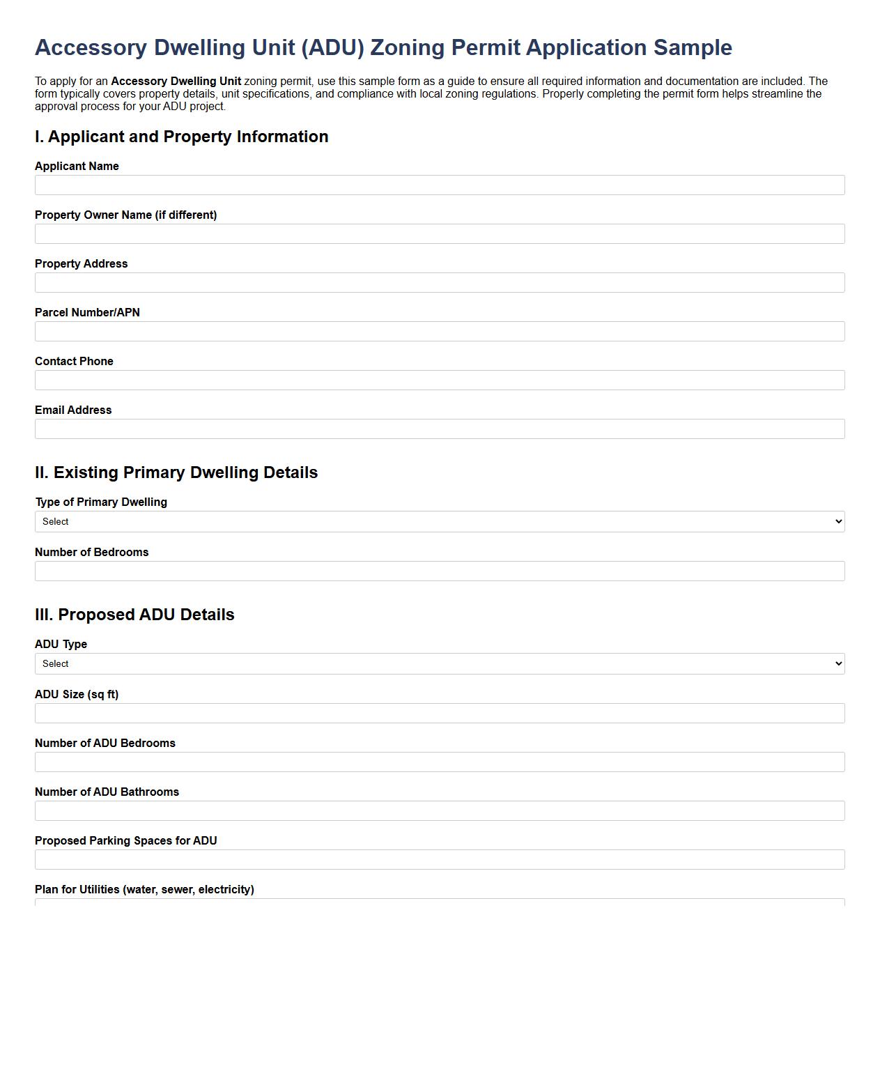accessory dwelling unit zoning permit form sample image preview