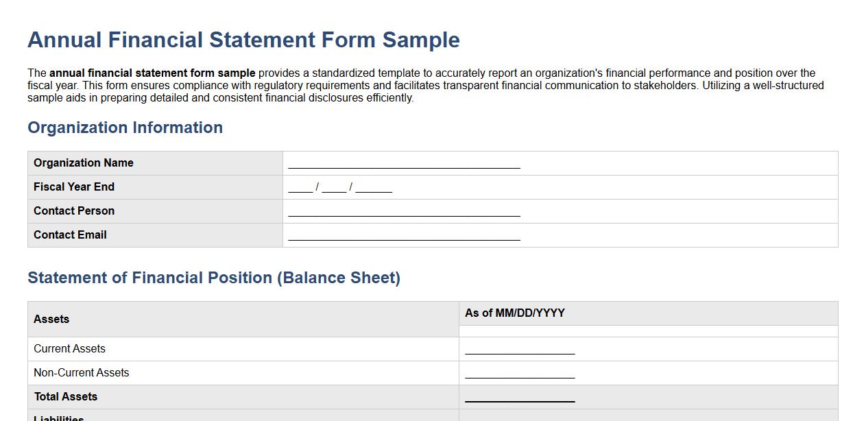 annual financial statement form sample image preview