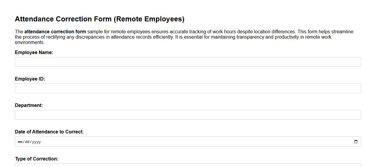 attendance correction form sample for remote employees image preview