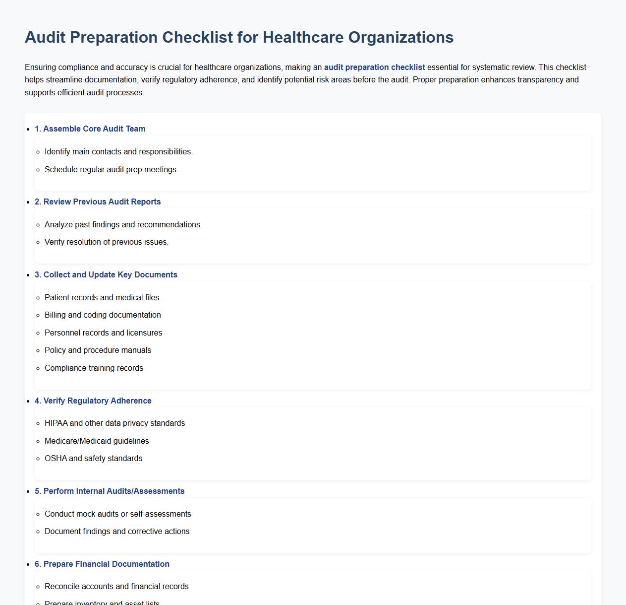 audit preparation checklist for healthcare organizations image preview