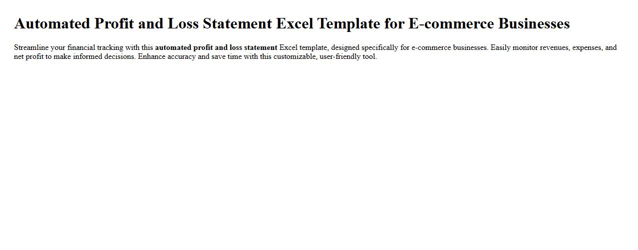 Automated profit and loss statement Excel template for e-commerce businesses image preview