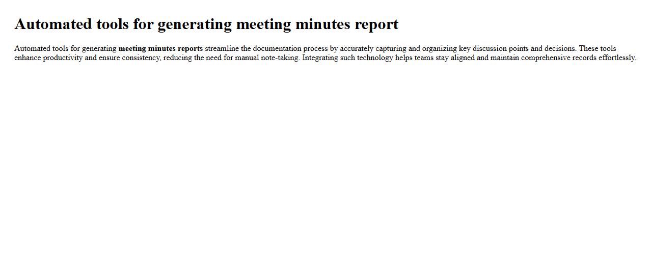 Automated tools for generating meeting minutes report image preview