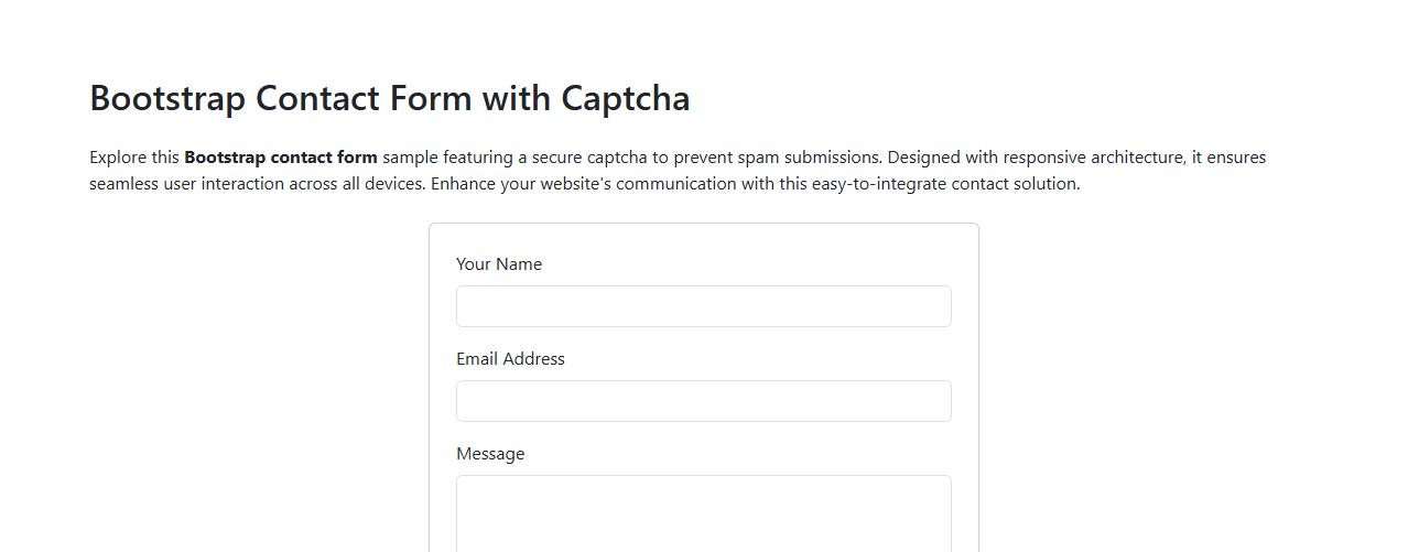 Bootstrap contact form sample with captcha image preview