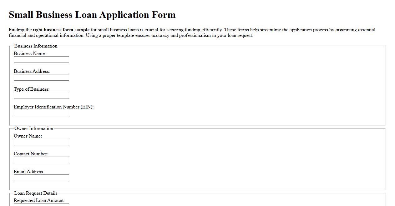 business form sample for small business loans image preview