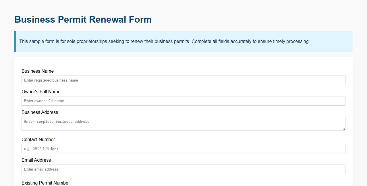 business permit renewal form sample for sole proprietorship image preview