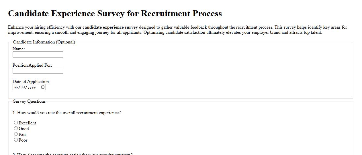 Candidate experience survey for recruitment process image preview