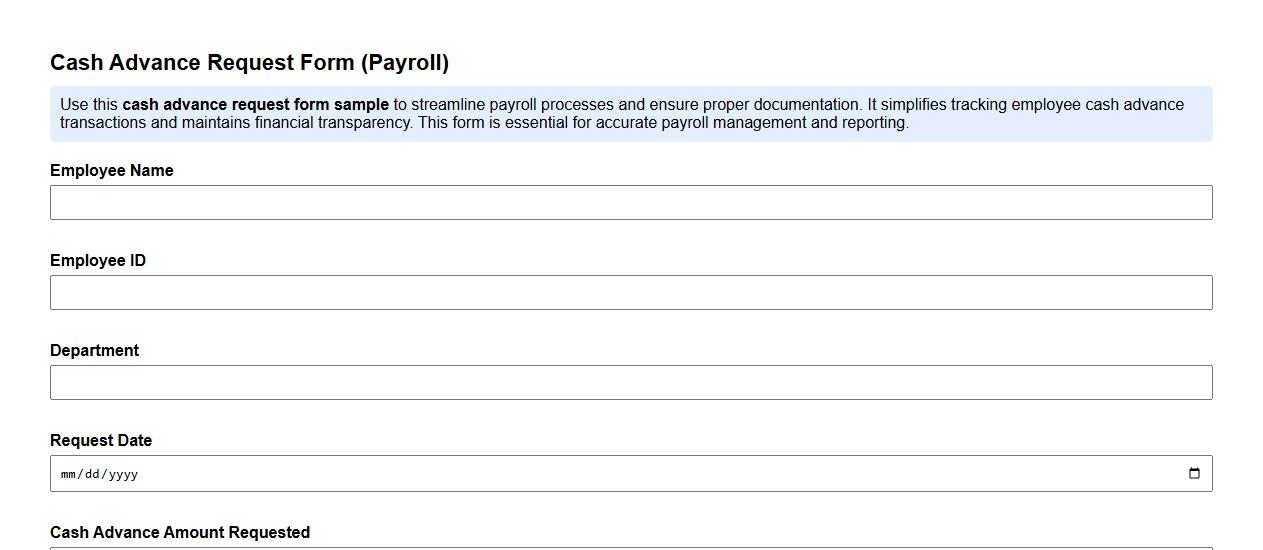 cash advance request form sample for payroll image preview
