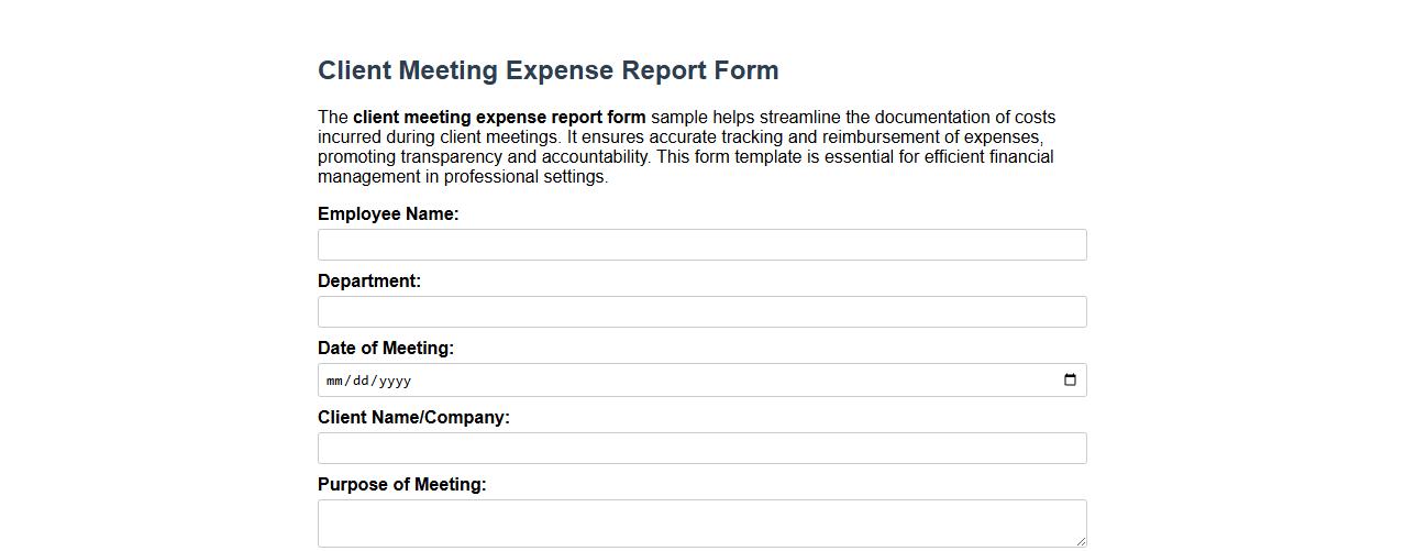 Client meeting expense report form sample image preview
