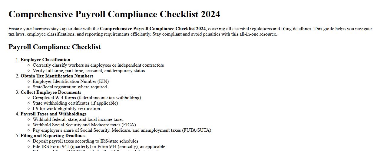 Comprehensive payroll compliance checklist 2024 image preview
