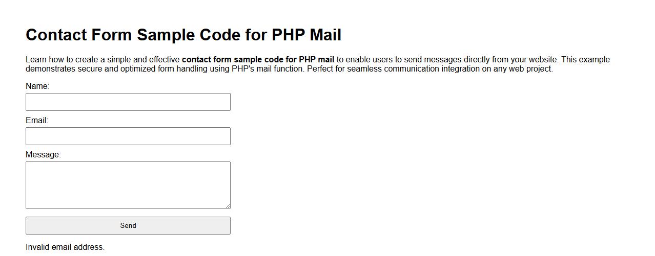 Contact form sample code for PHP mail image preview