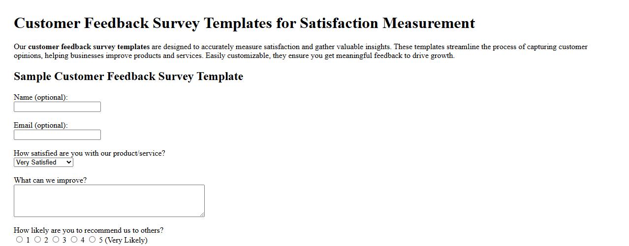 Customer feedback survey templates for satisfaction measurement image preview