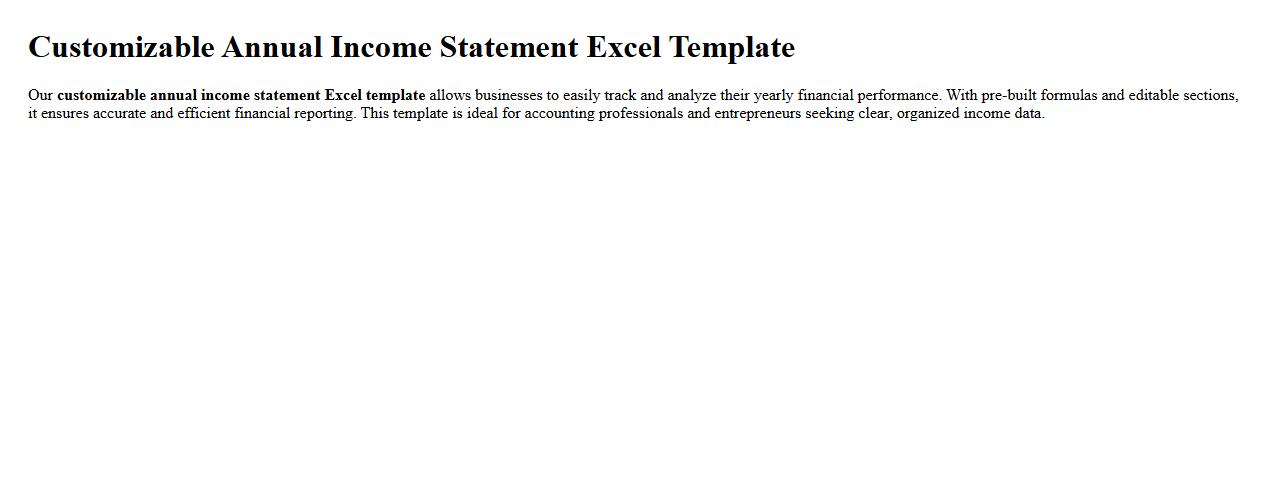 customizable annual income statement excel template image preview