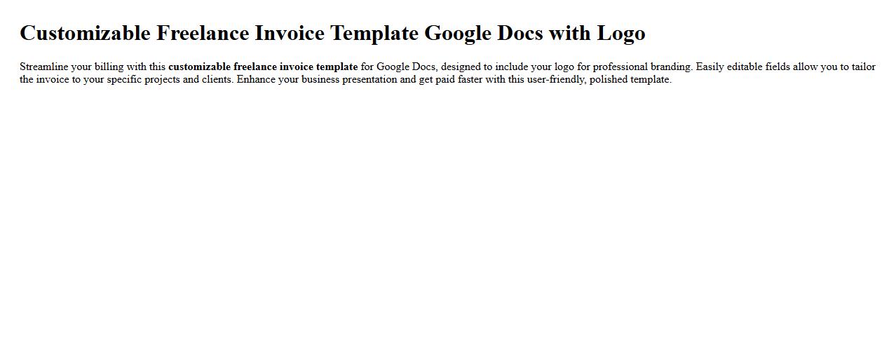 Customizable freelance invoice template Google Docs with logo image preview
