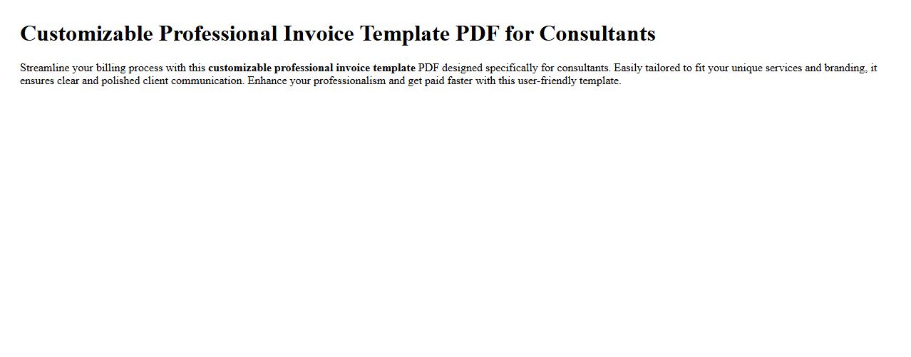 Customizable professional invoice template PDF for consultants image preview