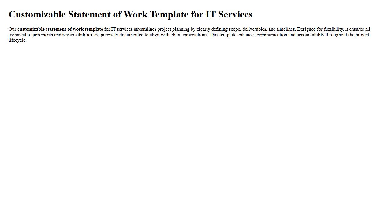 Customizable statement of work template for IT services image preview