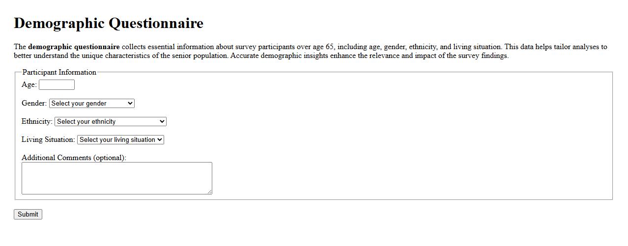 demographic questionnaire for survey participants over age 65 image preview