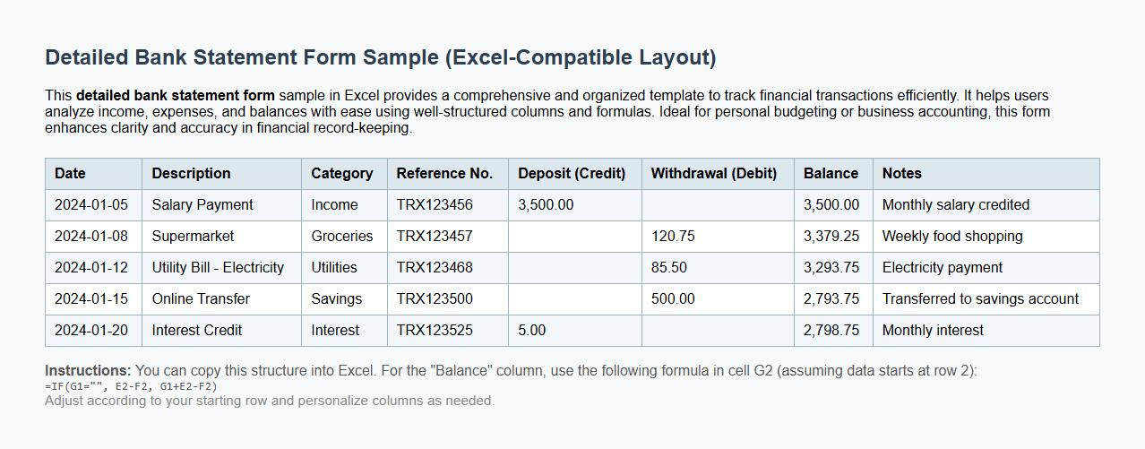 detailed bank statement form sample excel image preview