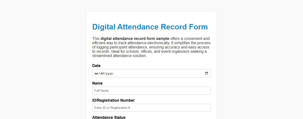 digital attendance record form sample image preview