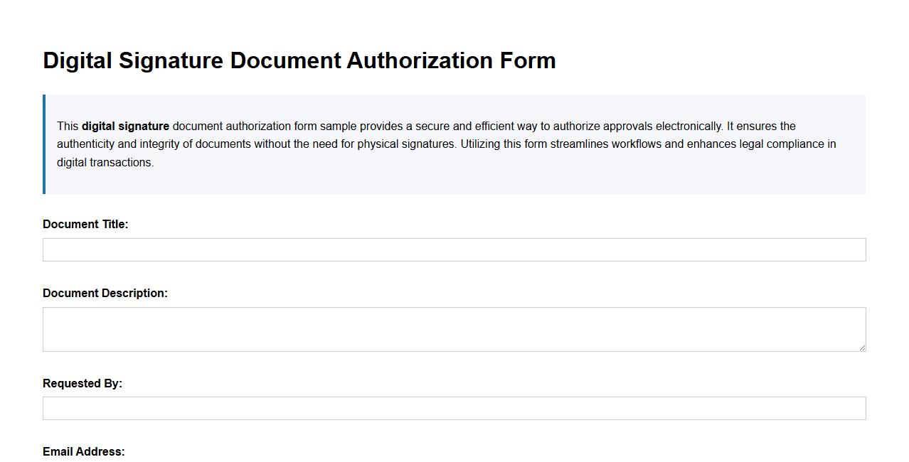 Digital signature document authorization form sample image preview