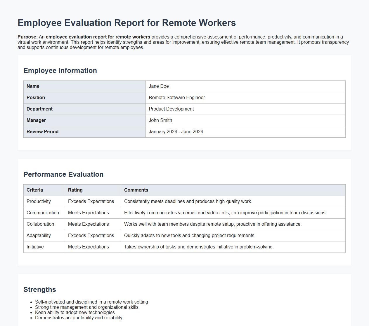 employee evaluation report for remote workers image preview