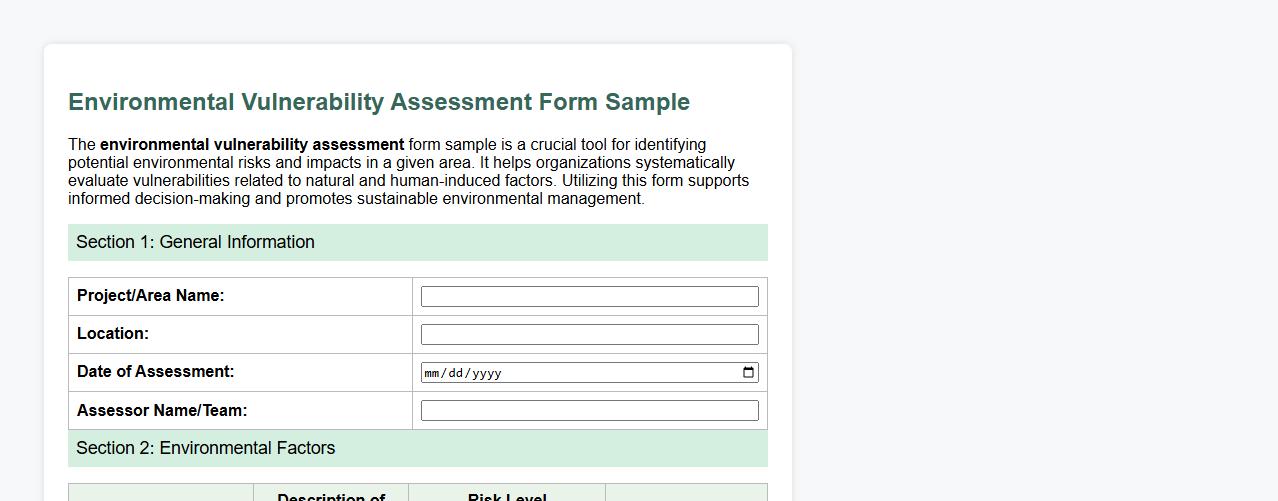 environmental vulnerability assessment form sample image preview