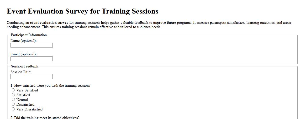 event evaluation survey for training sessions image preview