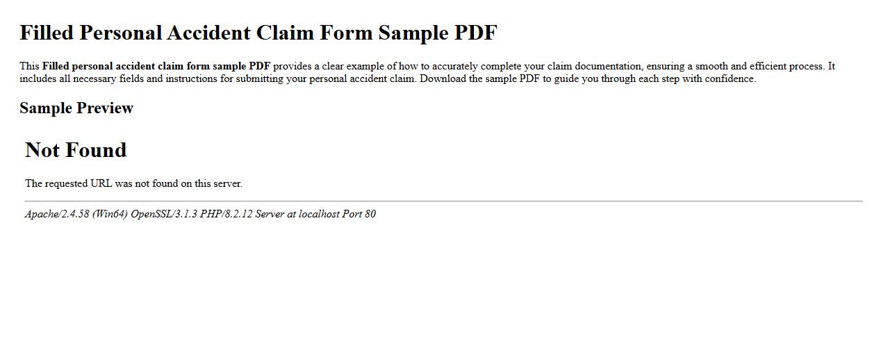 Filled personal accident claim form sample PDF image preview