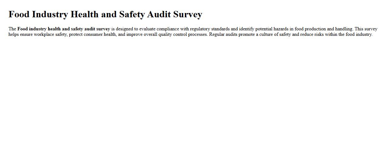 Food industry health and safety audit survey image preview