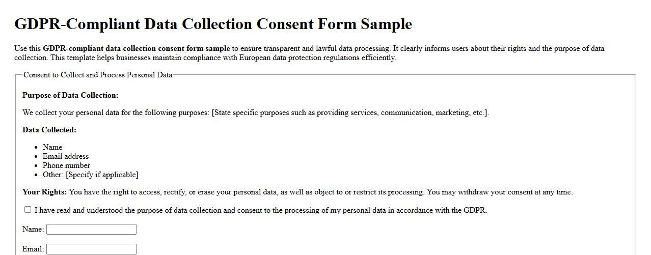 GDPR-compliant data collection consent form sample image preview