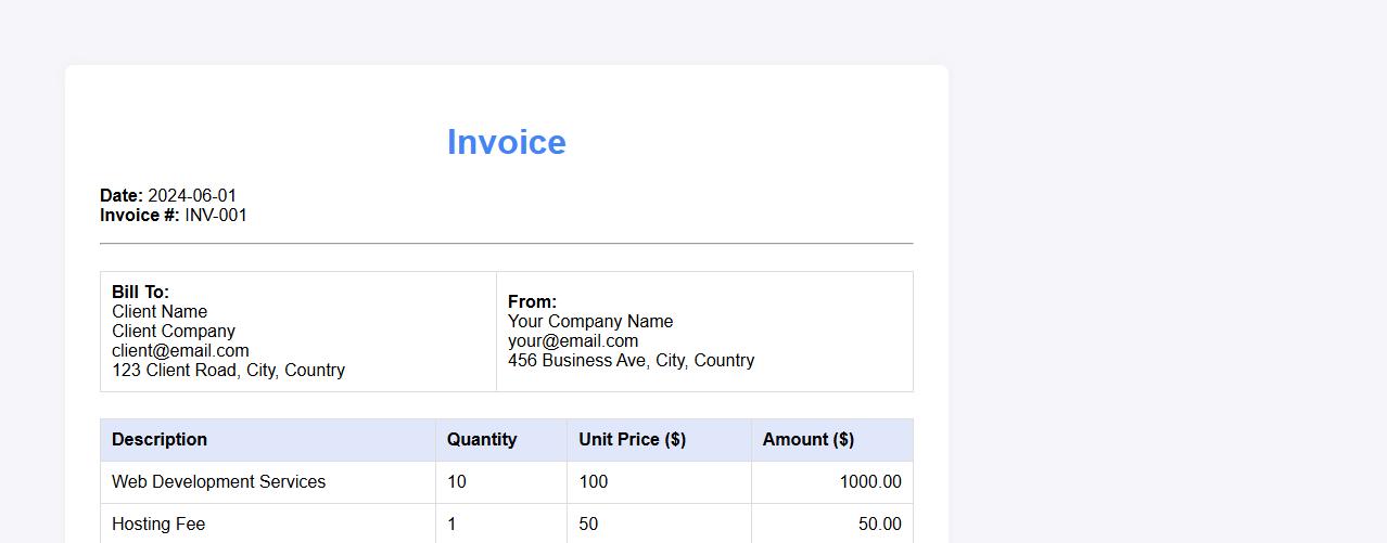Google Sheets invoice template with tax calculation feature image preview
