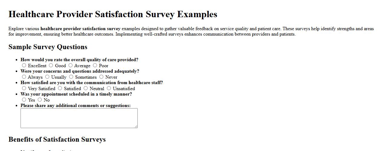 Healthcare provider satisfaction survey examples image preview