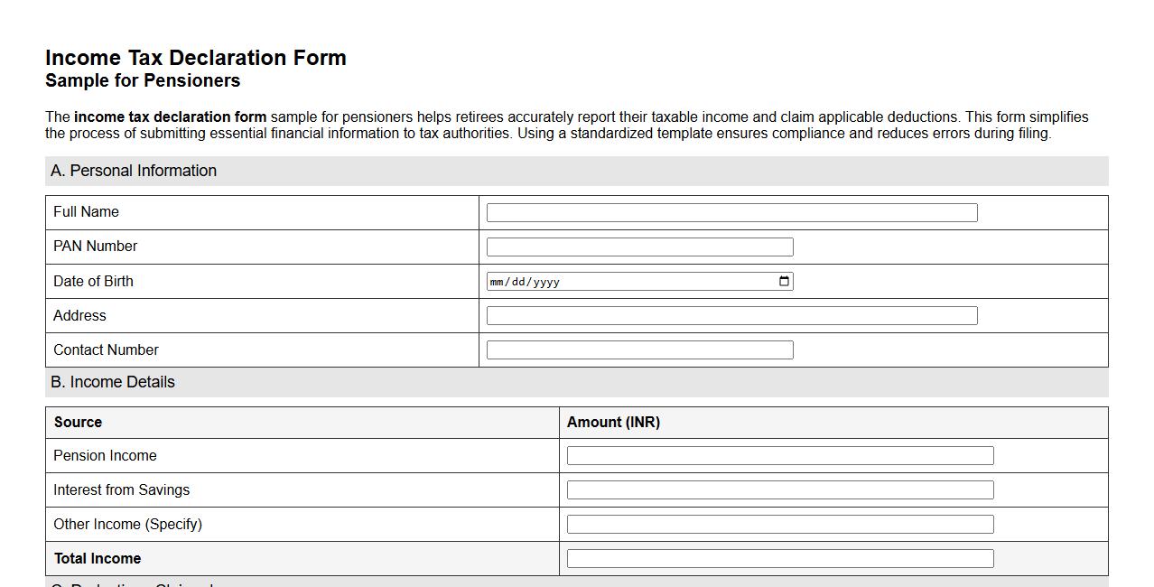 income tax declaration form sample for pensioners image preview