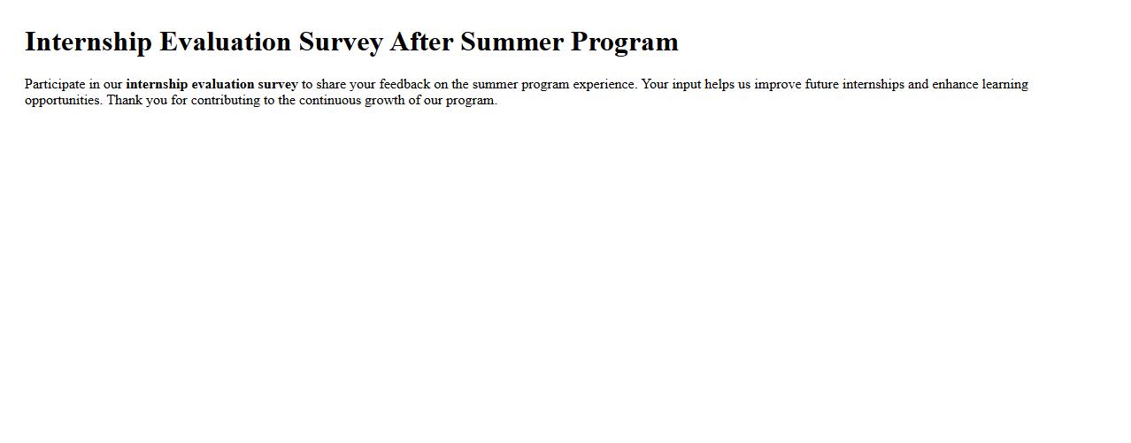 Internship evaluation survey after summer program image preview