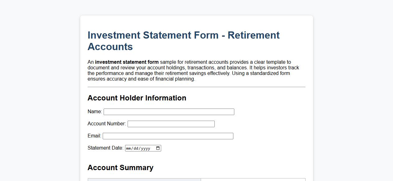 Investment statement form sample for retirement accounts image preview