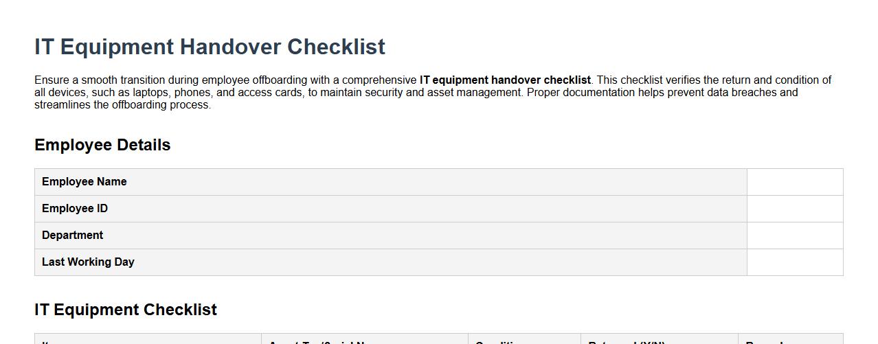 IT equipment handover checklist during employee offboarding image preview