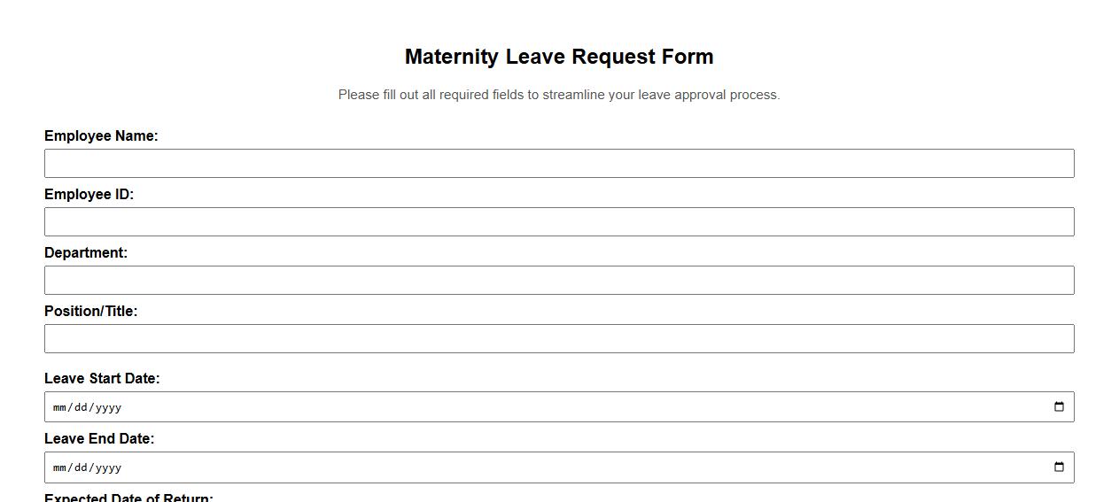 Leave request form sample for maternity leave image preview