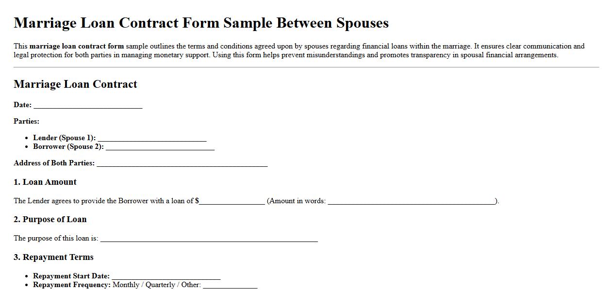 marriage loan contract form sample between spouses image preview