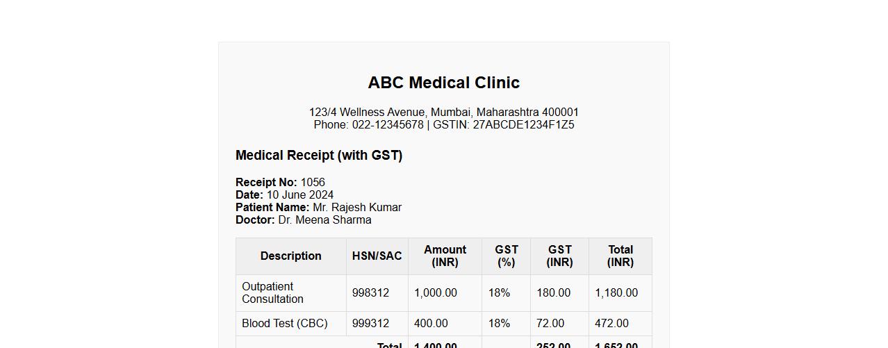 medical receipt with gst for tax deduction image preview