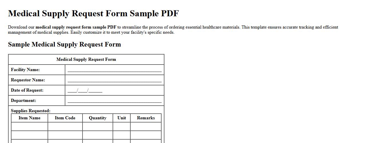 medical supply request form sample pdf image preview