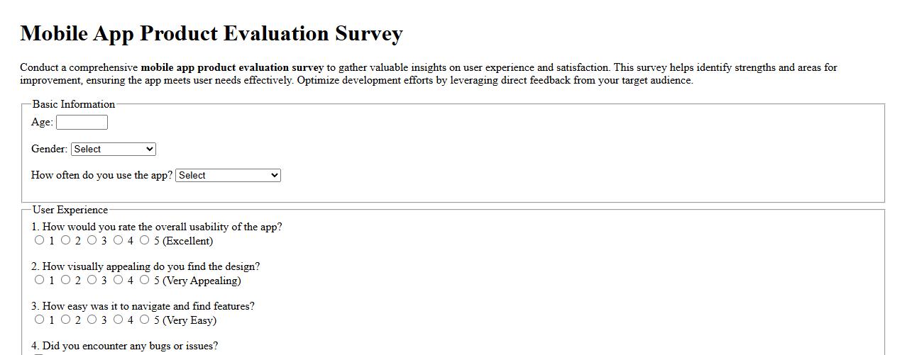 mobile app product evaluation survey for user experience image preview