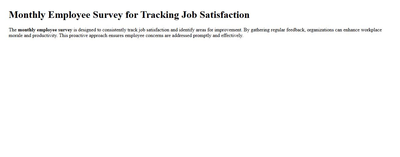 Monthly employee survey for tracking job satisfaction image preview