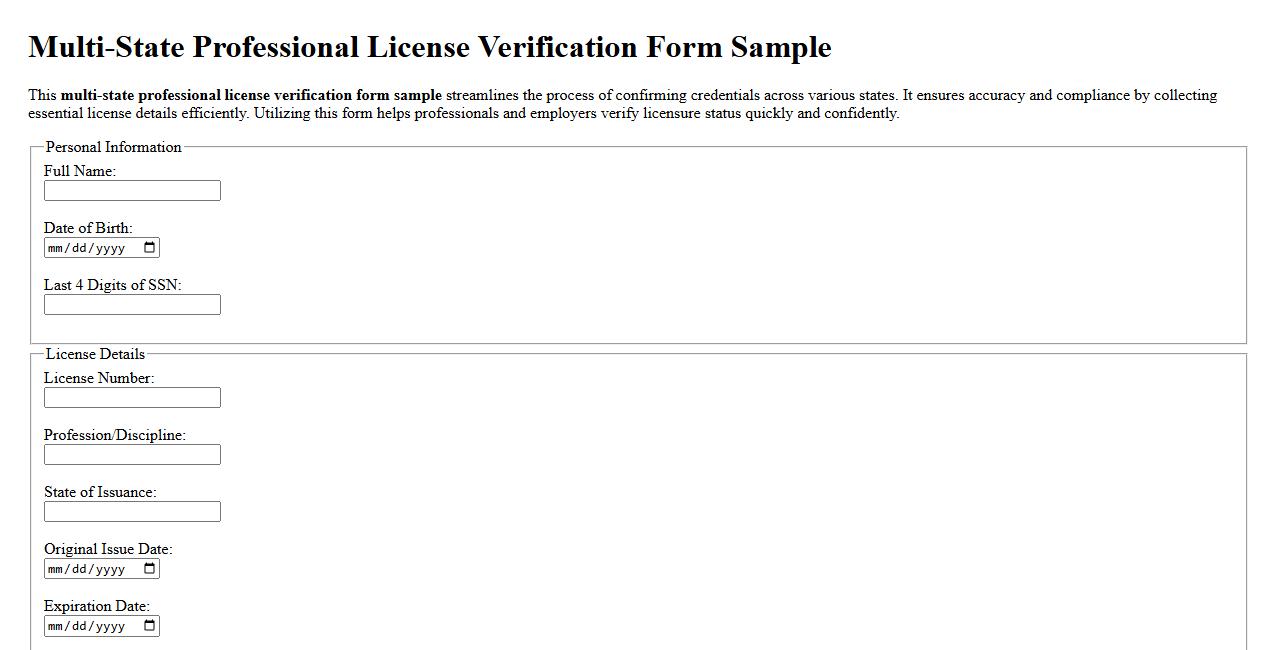 multi-state professional license verification form sample image preview